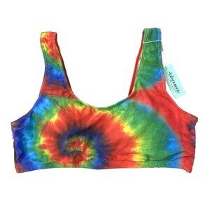 Adisputent Tie Dye Crop Tank Style Bikini Swimsuit Top size XL Multi Color